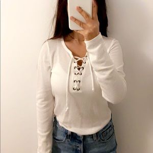White long sleeve top